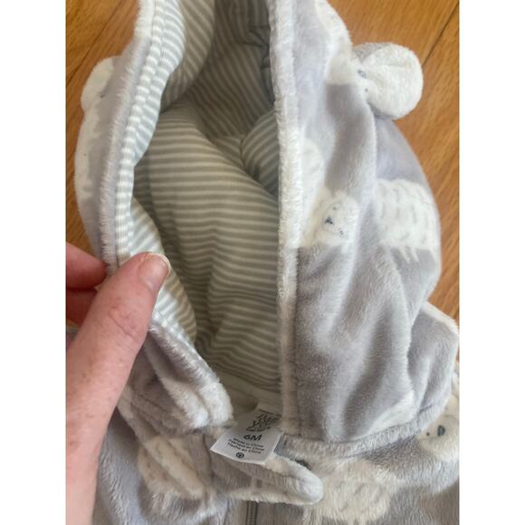 Just One You Carters Sheep Footed Fleece Sleep SnowSuit Footie 6 Months - Picture 6 of 6